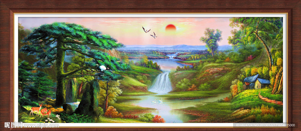 油画 迎客松