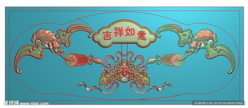 精雕图 蝙蝠如意吉祥图有铜钱 jdp