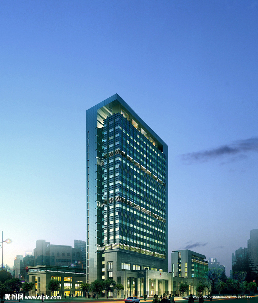 高层建筑夜景MAX加MAP