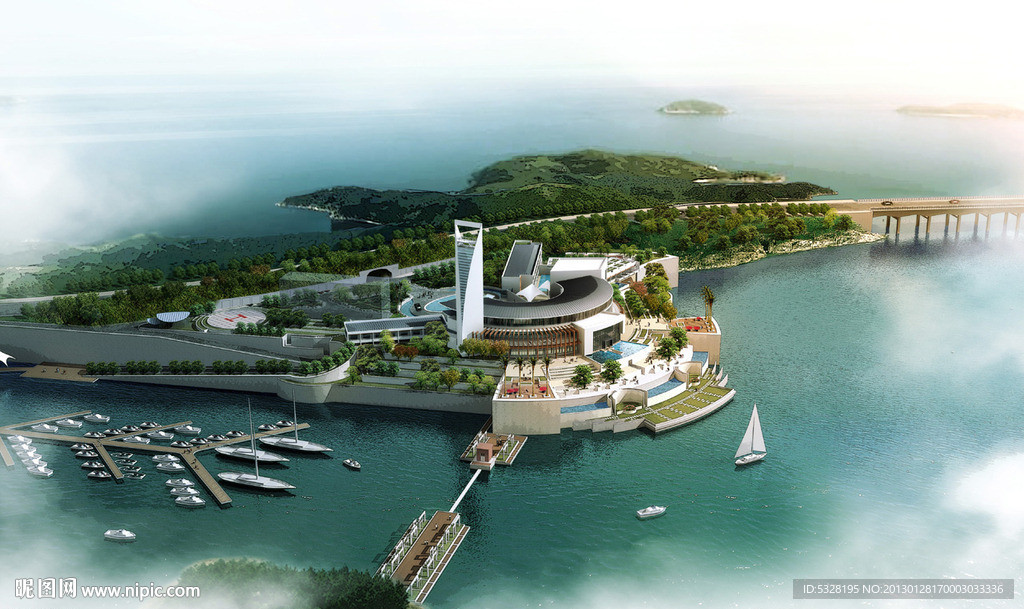 海上某搜救中心鸟瞰图MAX加MAP