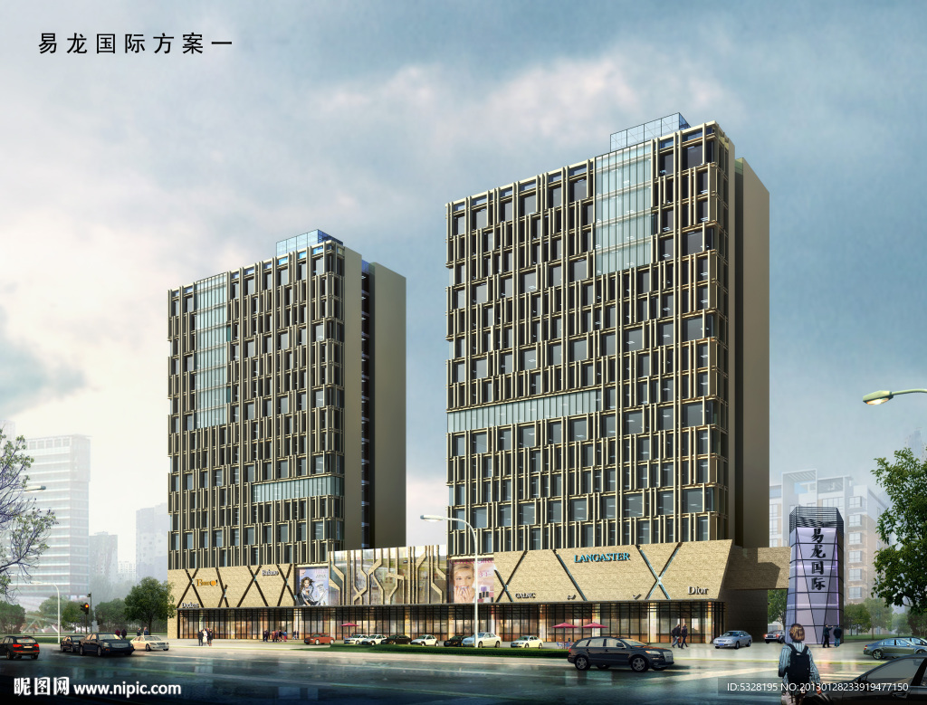 某沿街超现代高层透视图