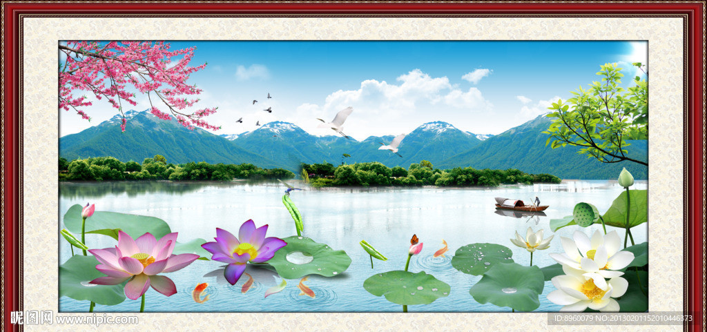 山水画 荷花