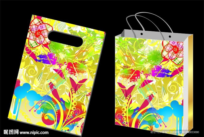 金花布纹边 手提袋