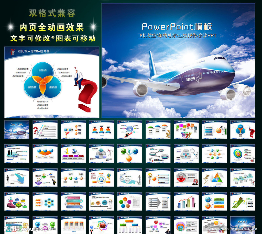 飞机航空公司业绩报告总结PPT