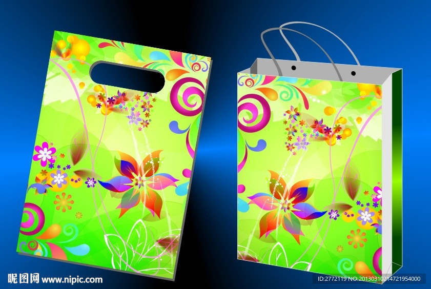 青叶艳红花朵 环保袋