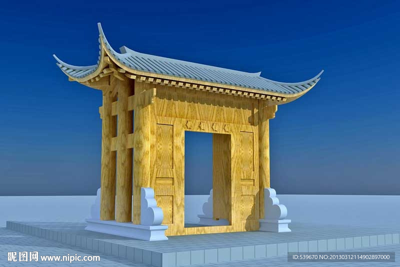 仿古门楼效果图贴图材质全