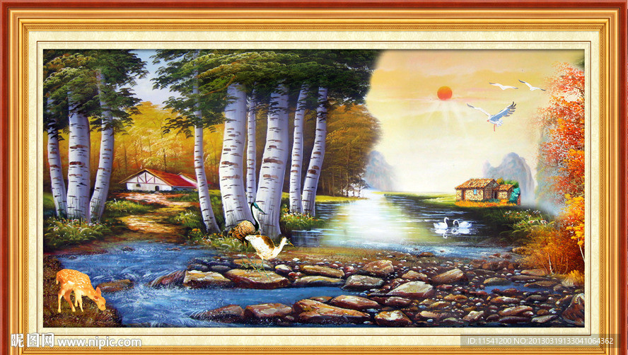 油画 漂亮的风景油画