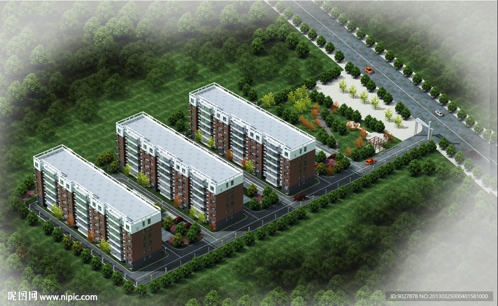 小区鸟瞰图4面模型