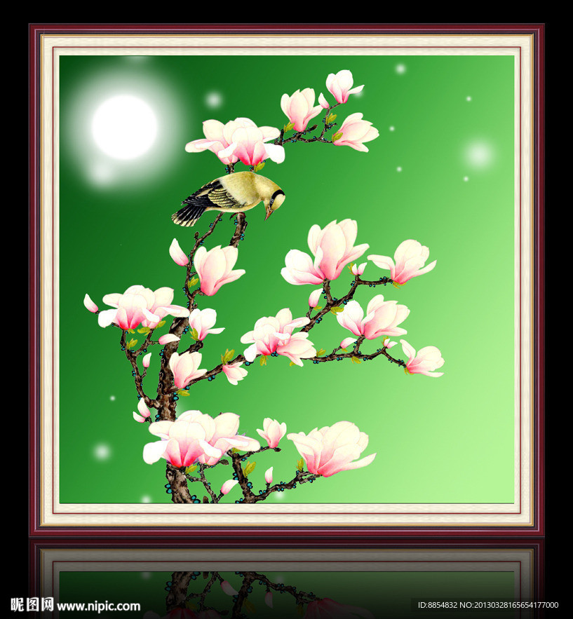 无框画玉兰花