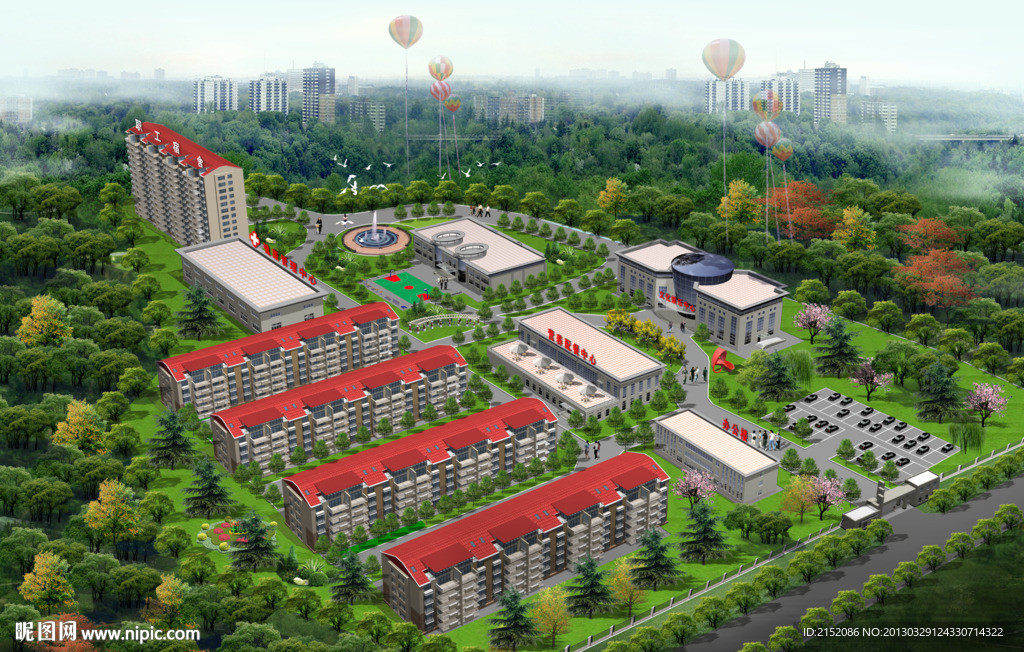 小区鸟瞰图老年公寓楼