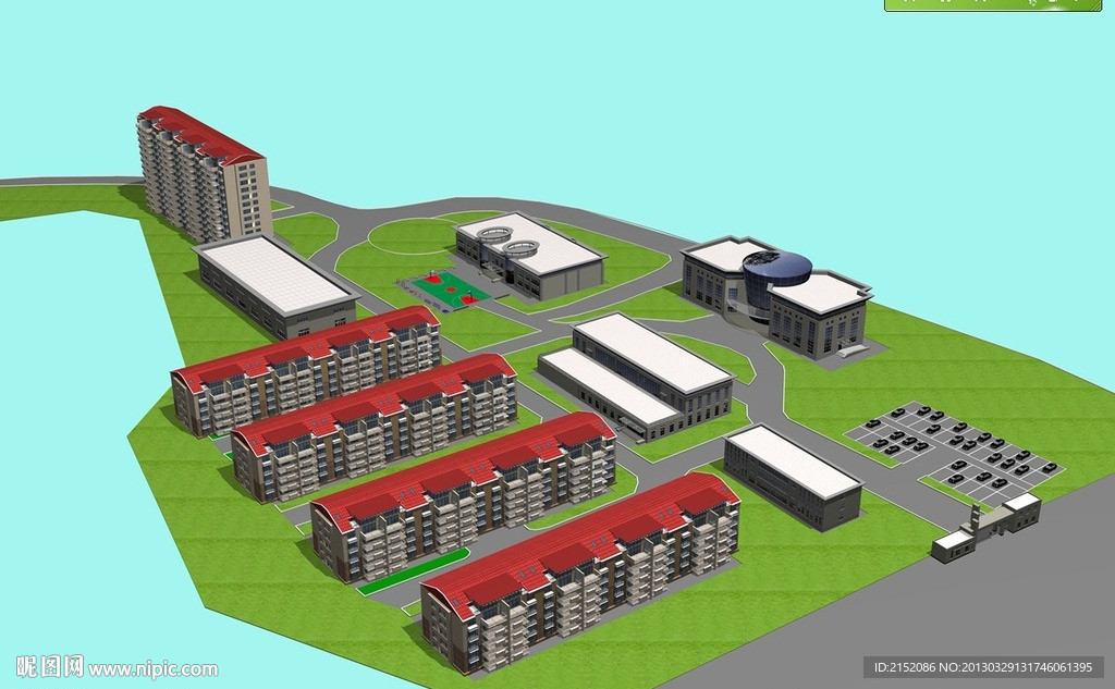 小区鸟瞰图3D材质