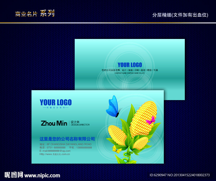 玉米名片 绿色名片