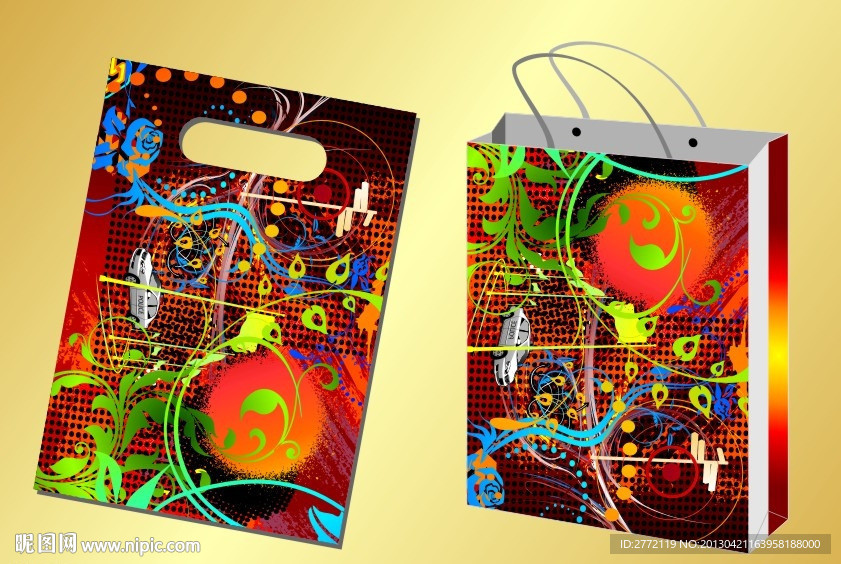 时尚花纹红亮 精品袋