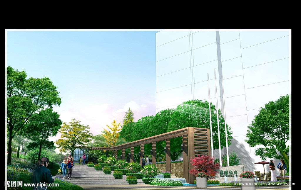小区次入口景观效果图