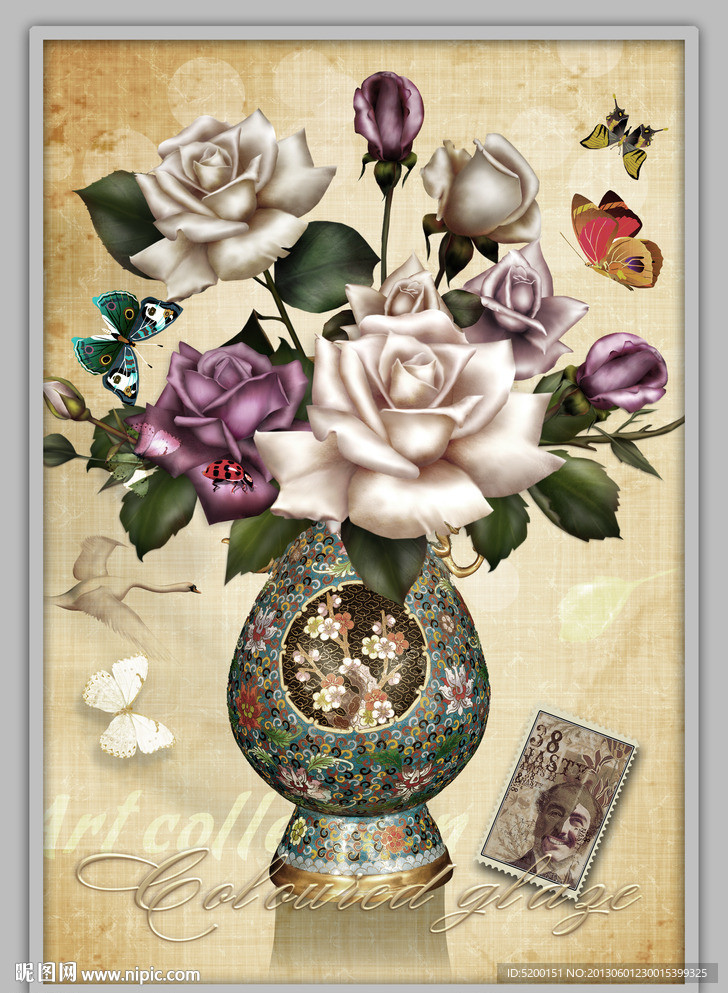 牡丹花 古典画 英伦