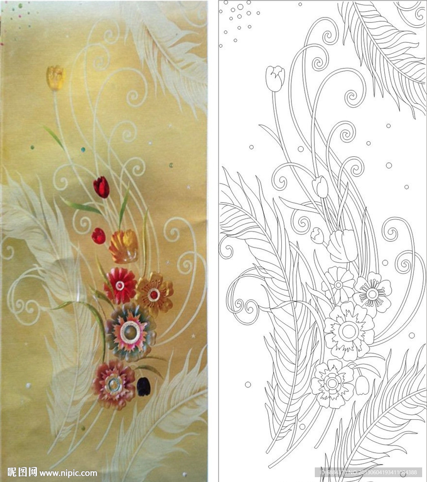 丽影 羽毛 线条图