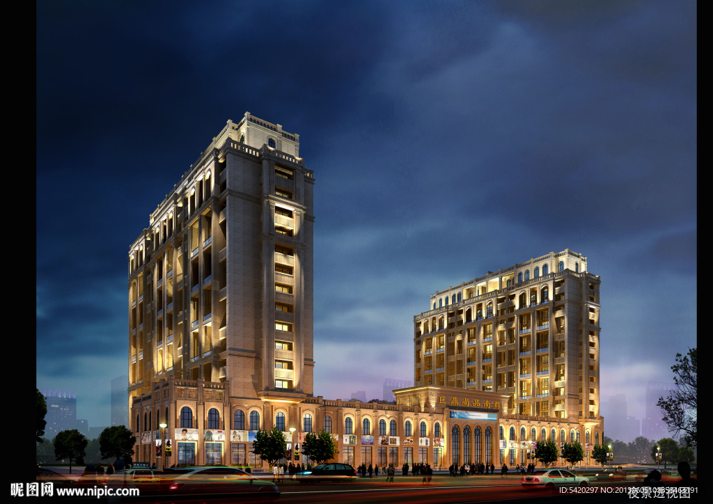 楼盘夜景鸟瞰图