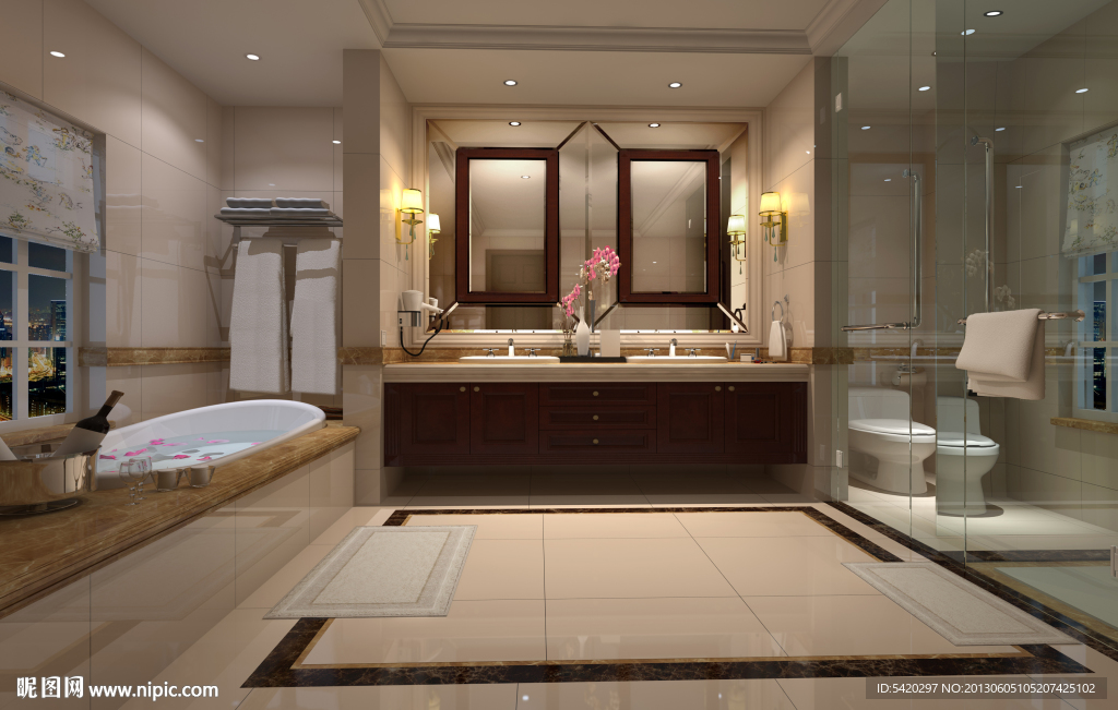 别墅主卧卫生间效果图