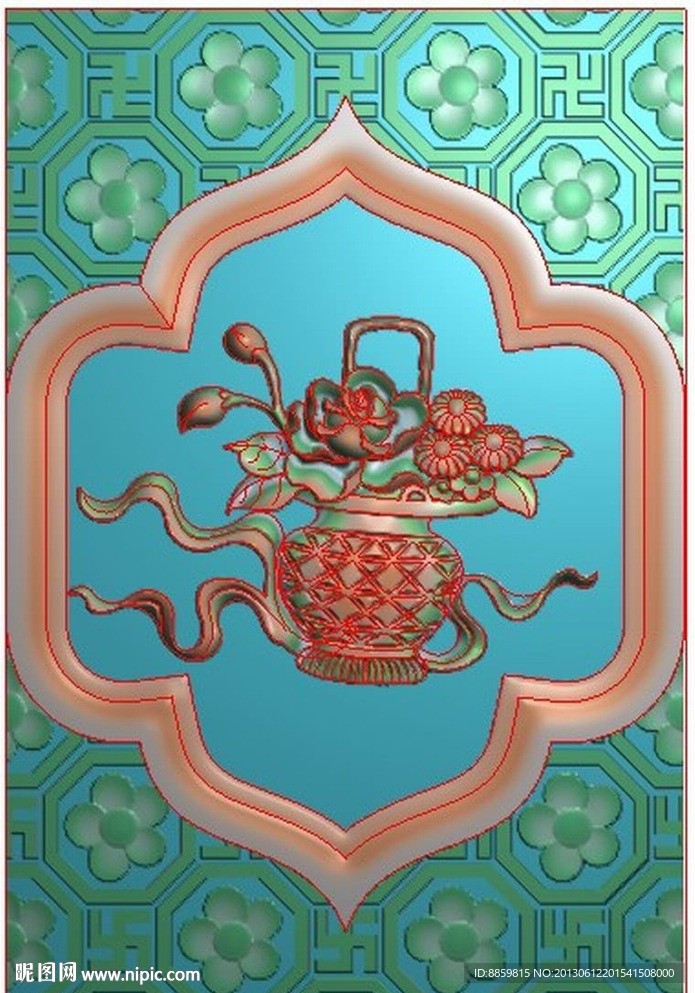 八仙八宝之花篮精雕图