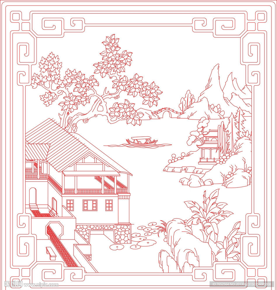 精雕线描图