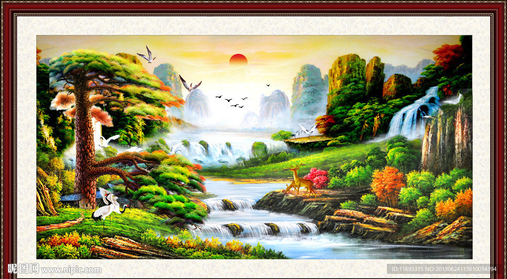 黄山迎客松 迎客松 油画