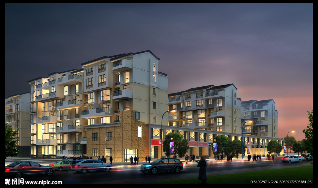 建筑夜景透视图