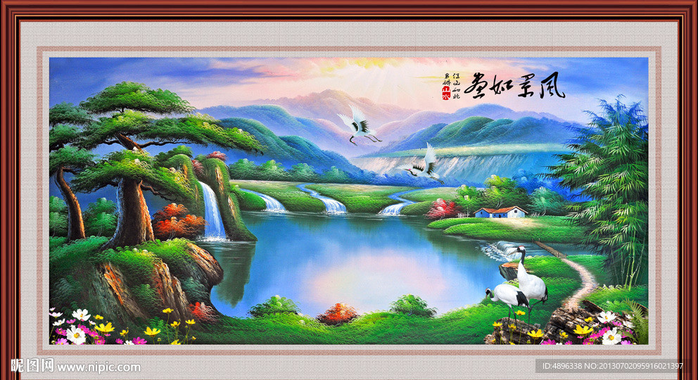 山水画 风景画 背景墙