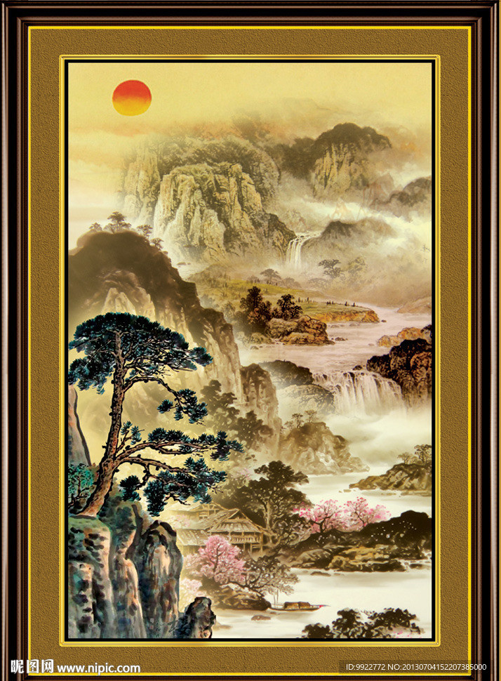 旭日东升国画