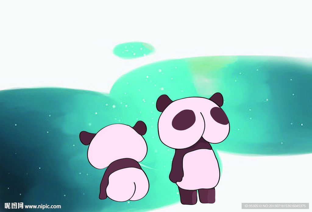 手绘熊猫