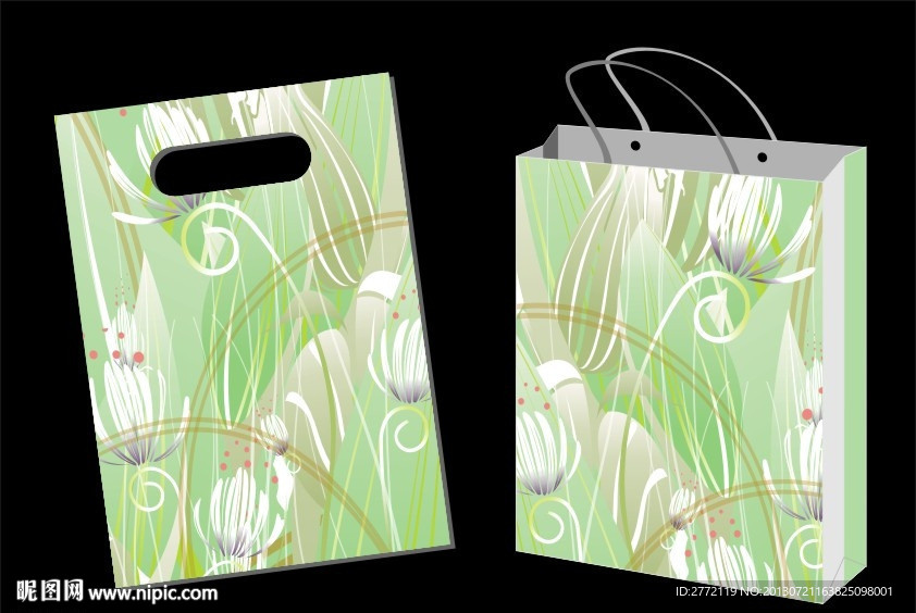 白花草丛 手提袋