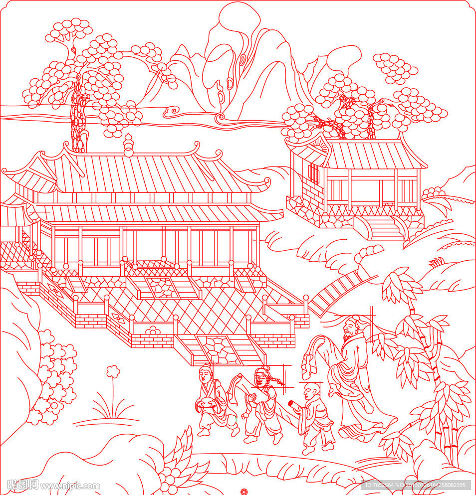 精雕线描图