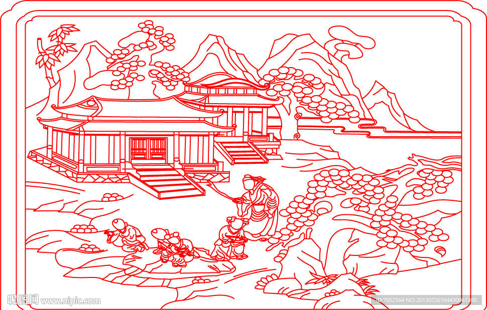 精雕线描图