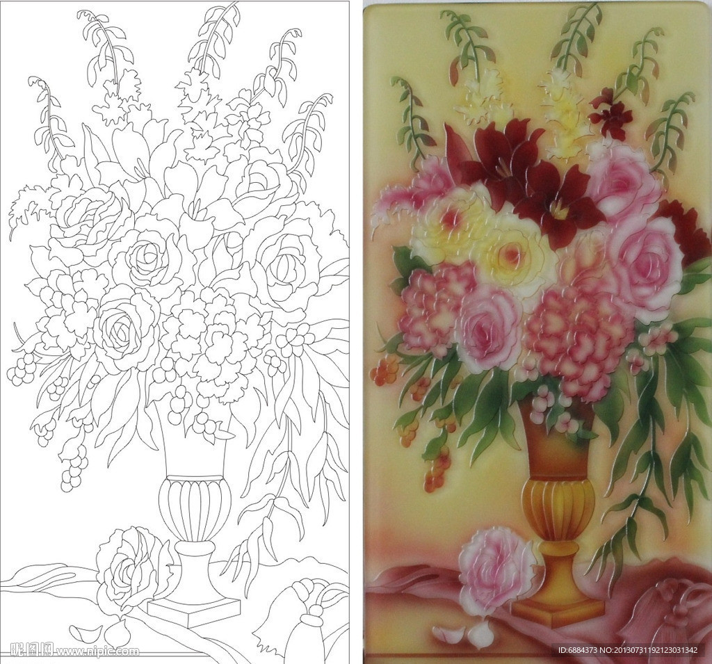 小花 浮雕花 花瓶