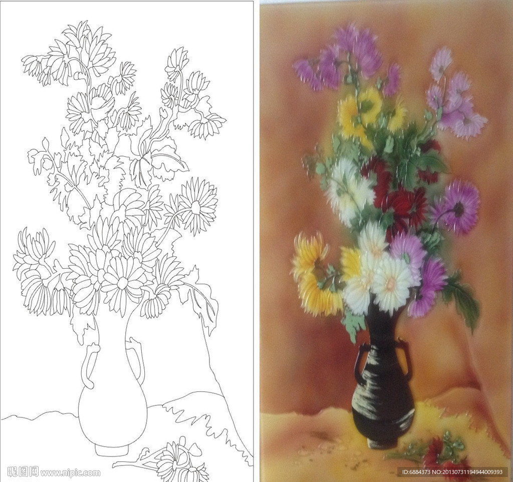 小花 浮雕花 花瓶