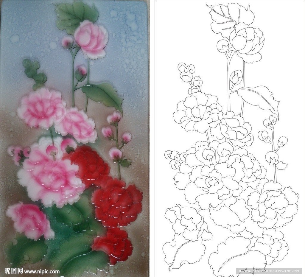 小花 浮雕花 花瓶