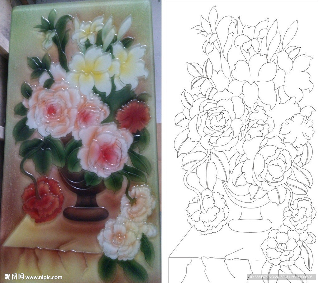 小花 浮雕花 花瓶