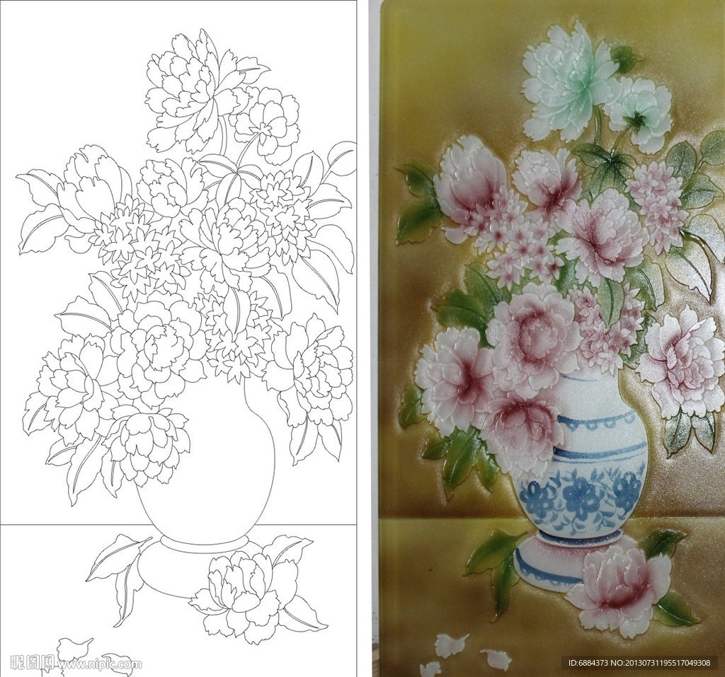 小花 浮雕花 花瓶