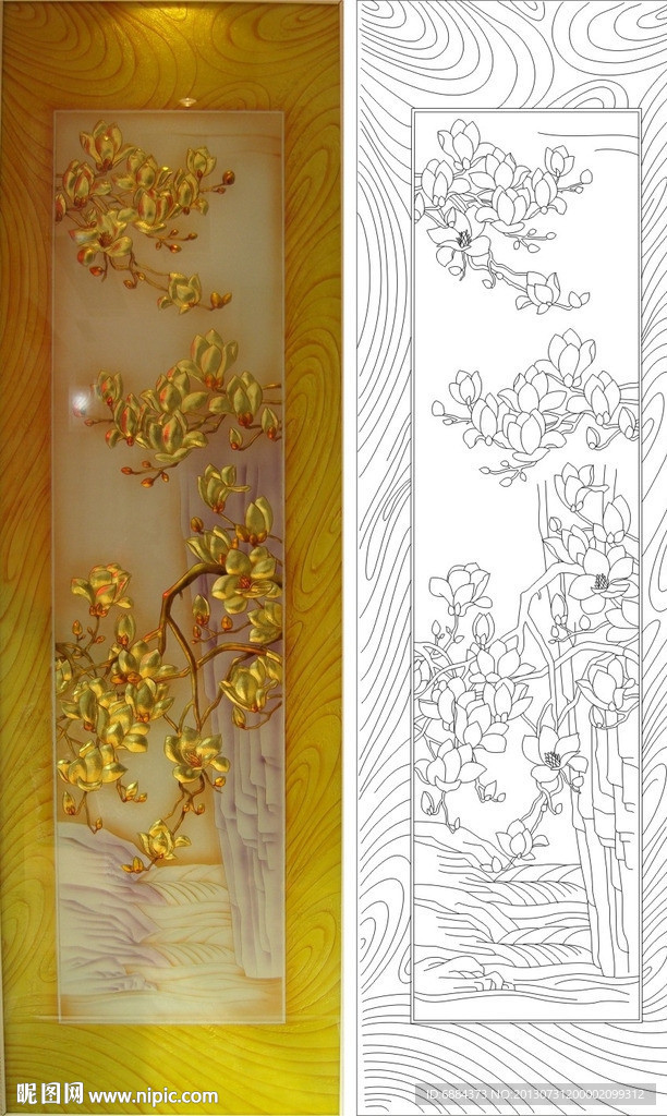 玉兰花 金箔玉兰