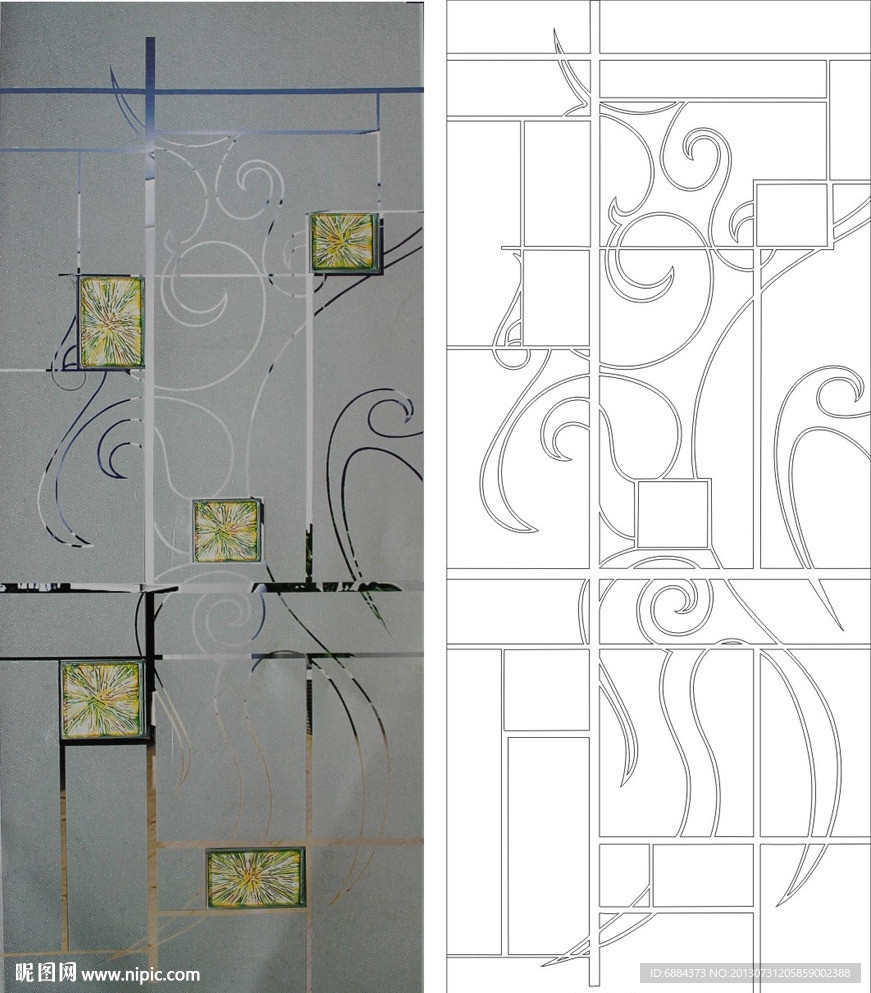 欧式花 线条图 方格