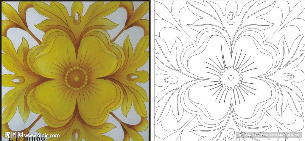 黄花 线条图 抽象图