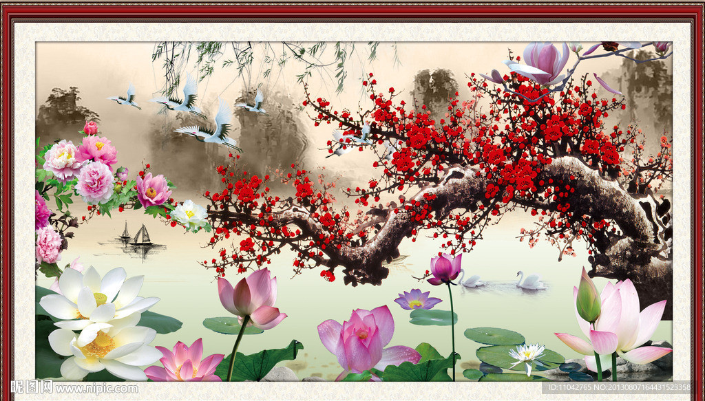 国画梅花 报喜图