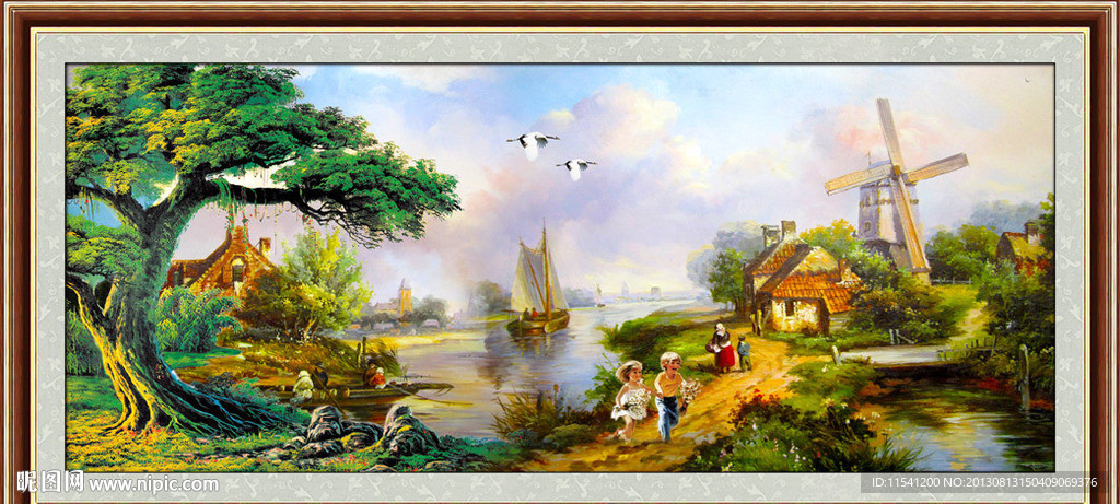 油画 漂亮的乡村油画