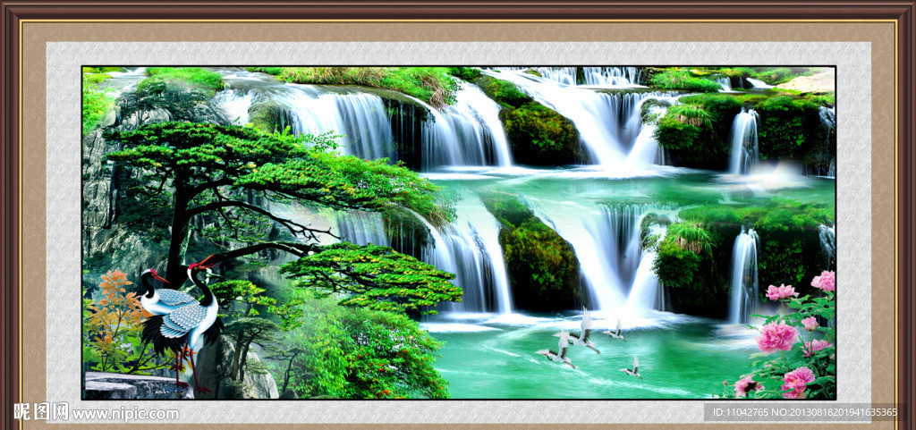 松鹤延年 山水风景画
