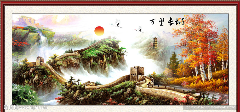 油画 长城