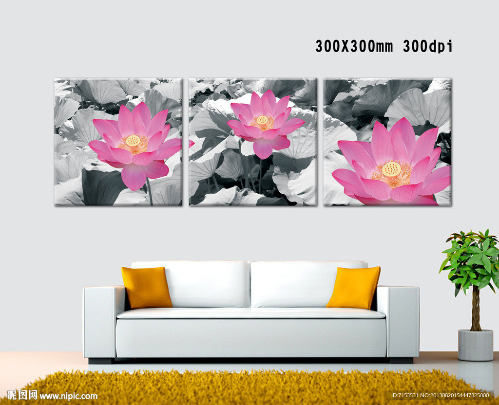 荷花无框画