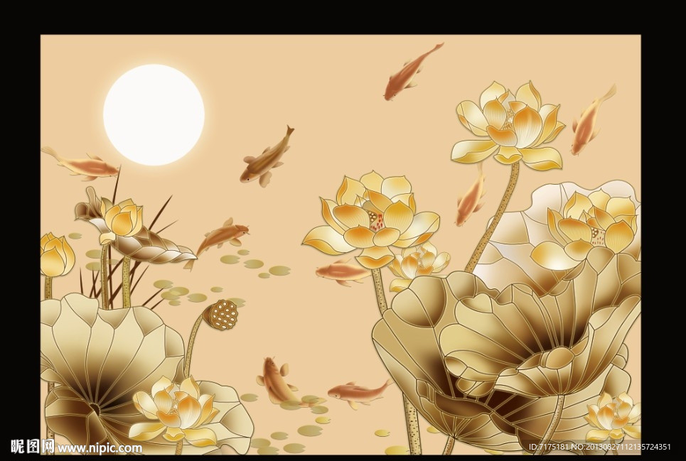 壁纸壁画 九鱼图