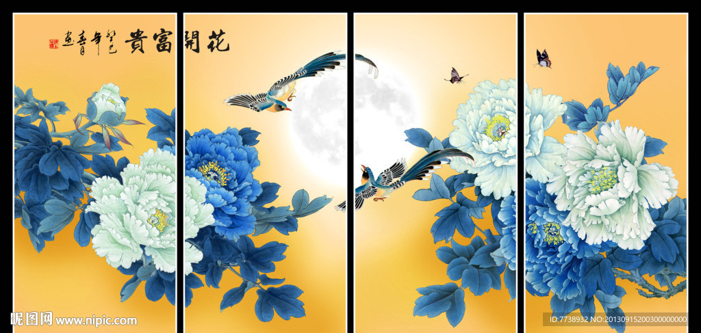 牡丹 富贵长寿图