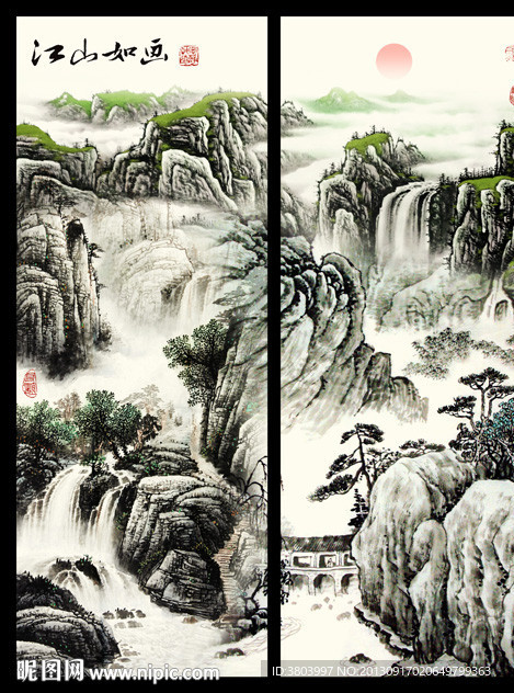 山水移门画