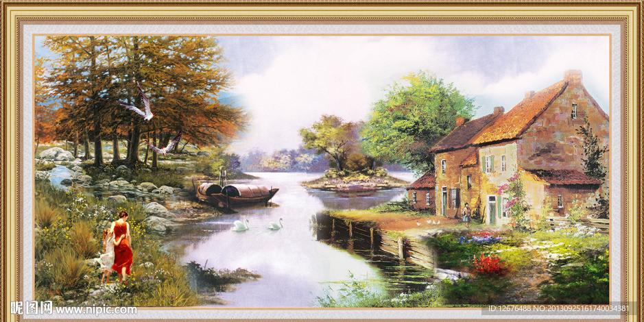 油画设计图__风景_psd分层素材_设计图库_昵图网nipic.com