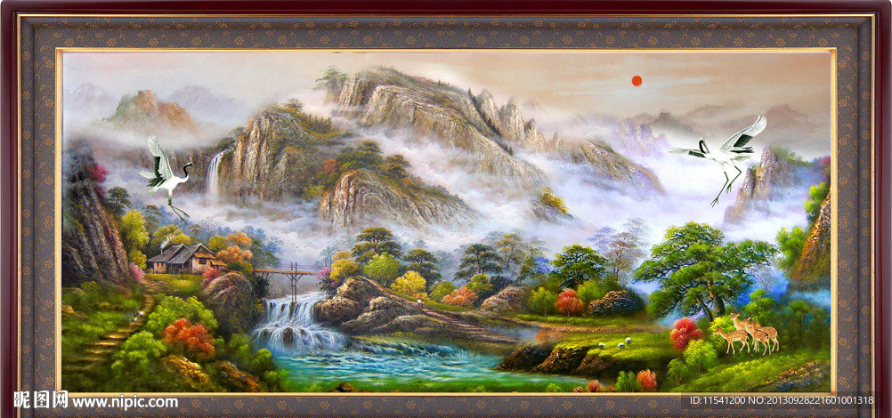 油画 漂亮的山水油画
